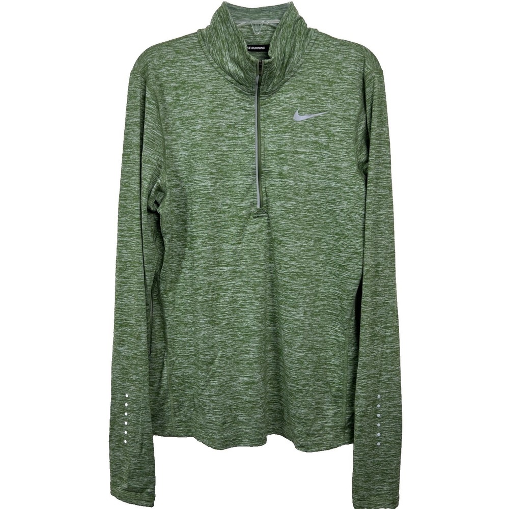 Nike Running Quarter Zip Pullover Women S Green Space Dye Dri-Fit Athletic A57